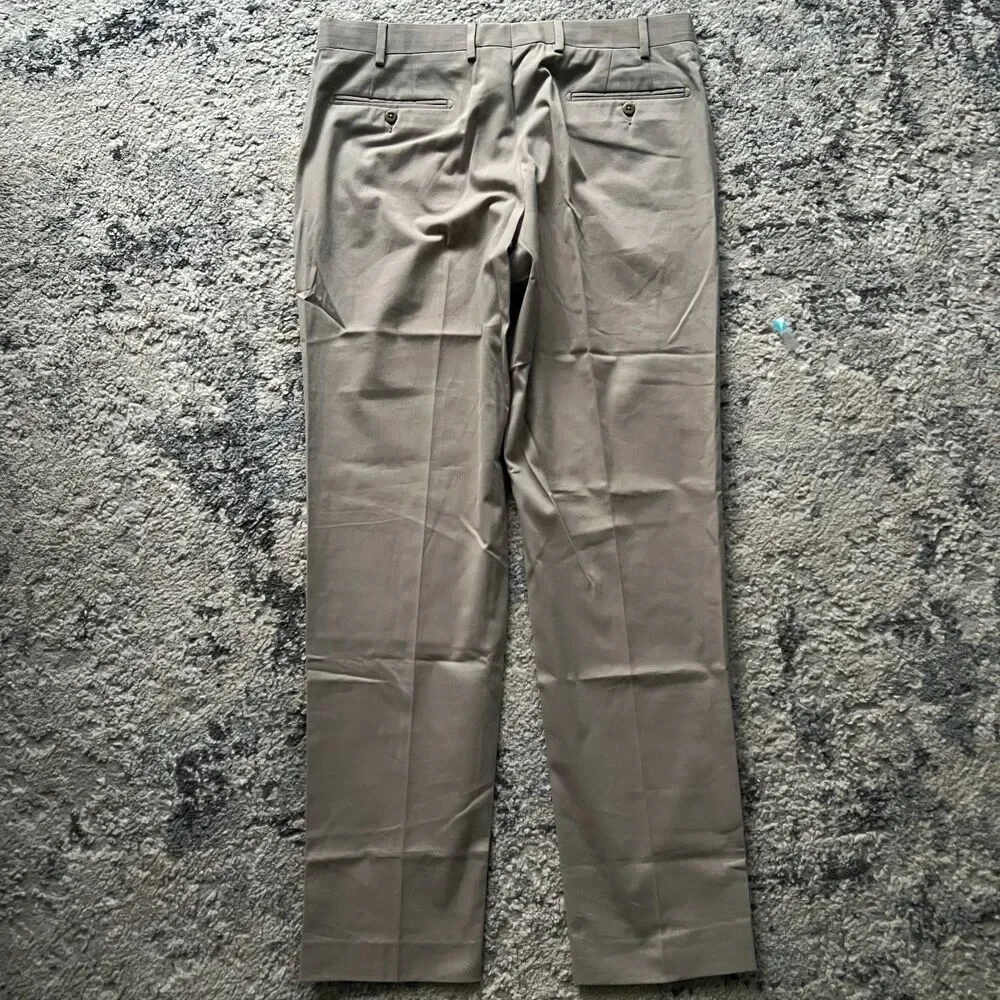 Zanella Parker Pants Mens 36 Tan Khaki Flat Front Cotton Dress Trousers NWOT